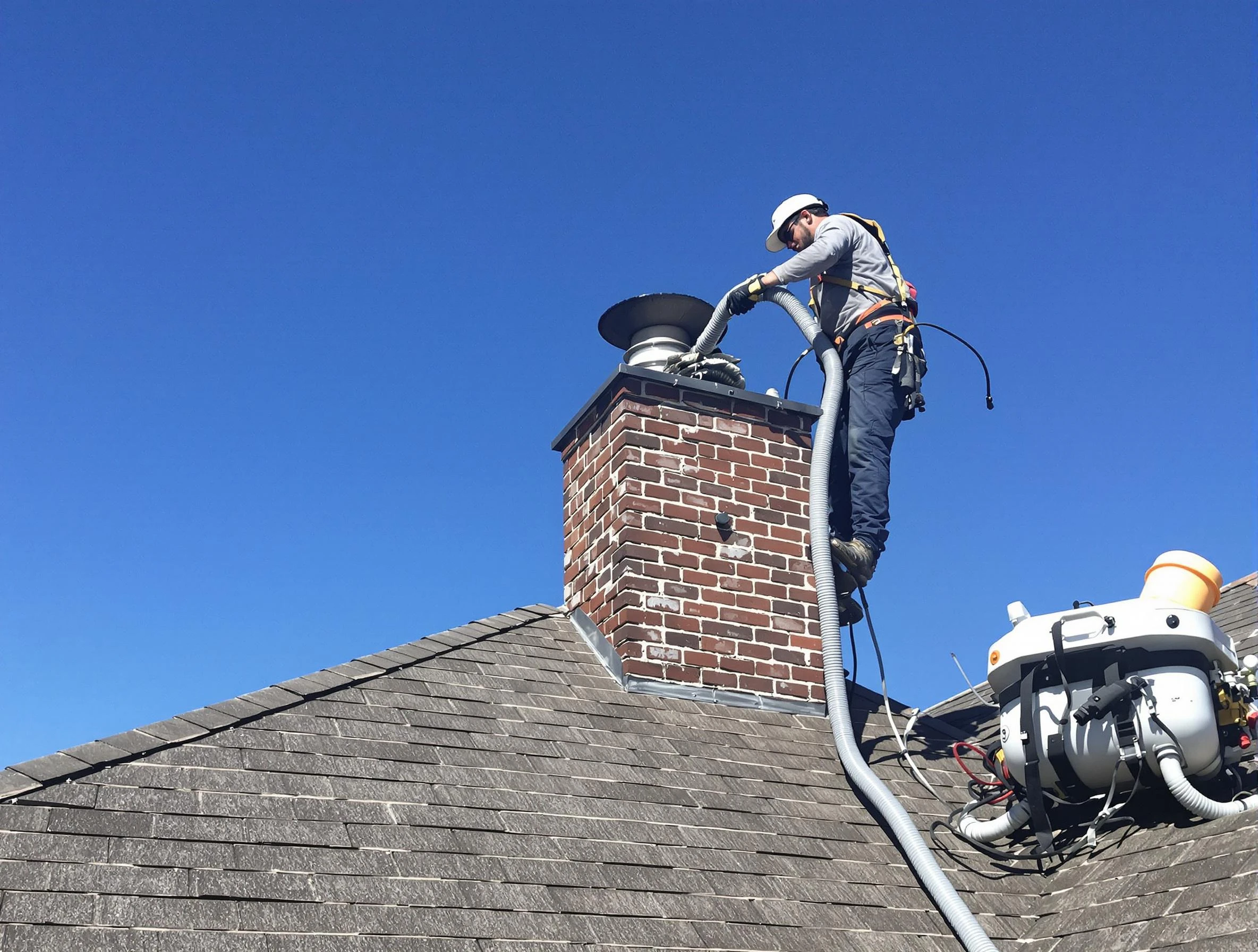 Dedicated Atlanta Chimney Sweep team member cleaning a chimney in Atlanta, GA