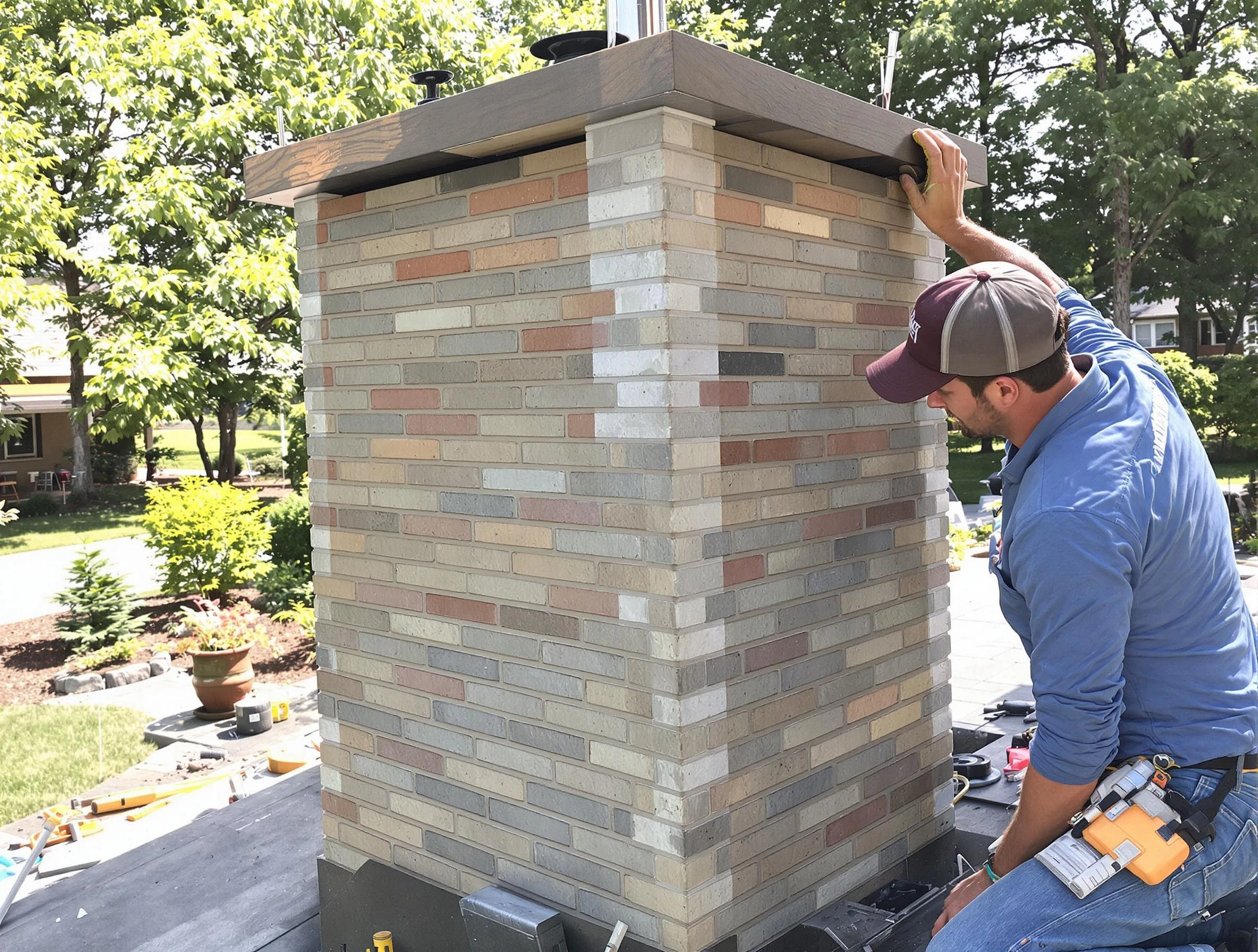 Atlanta Chimney Sweep completing a modern chimney remodel in Atlanta, GA
