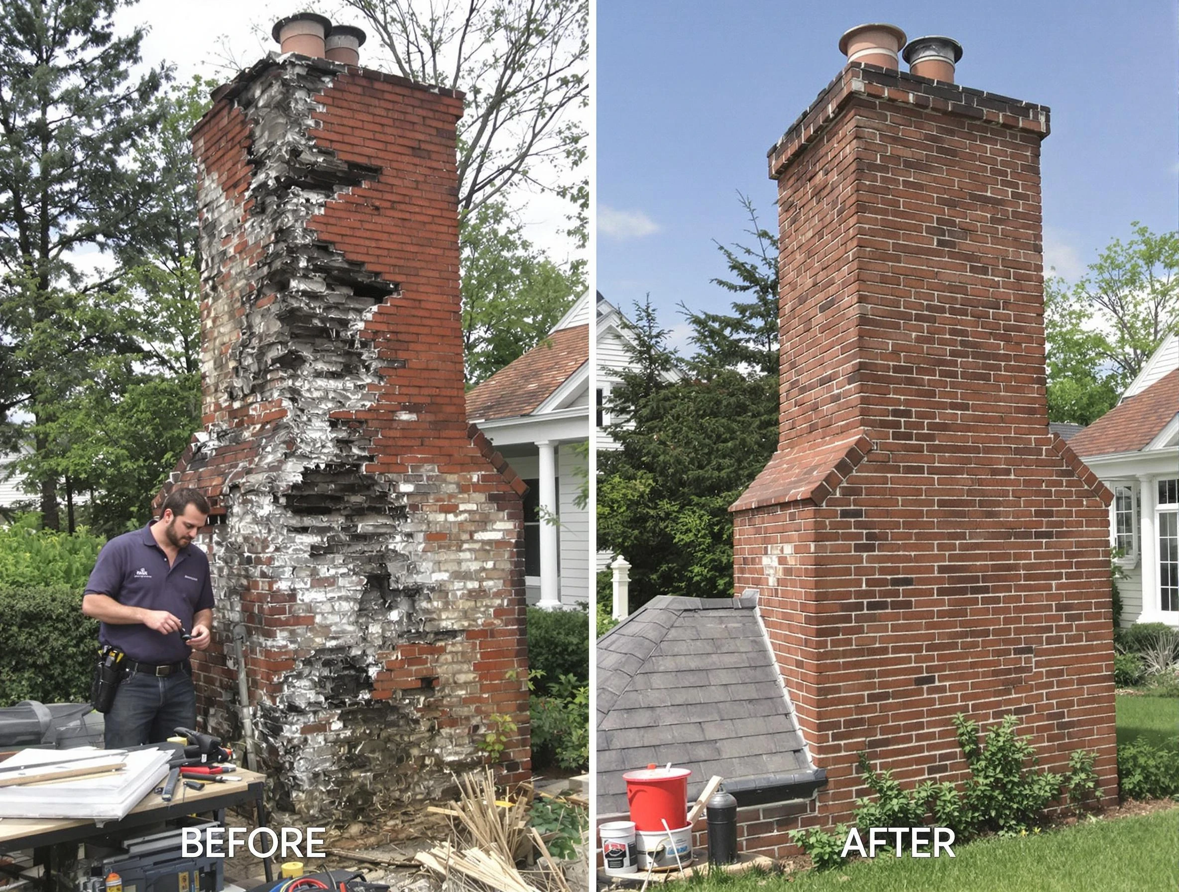 Atlanta Chimney Sweep performing a full chimney restoration in Atlanta, GA