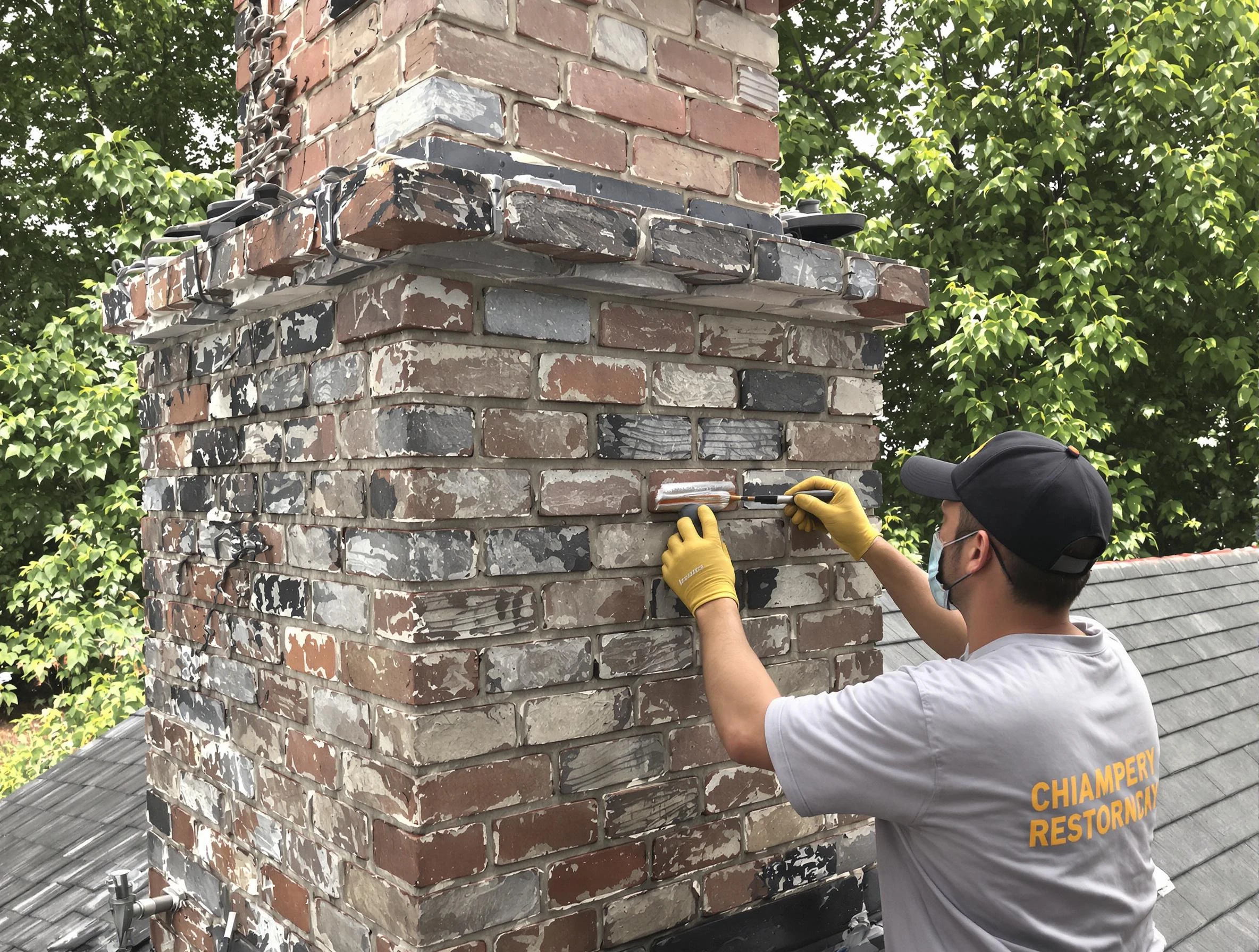 In-progress chimney restoration by Atlanta Chimney Sweep in Atlanta, GA