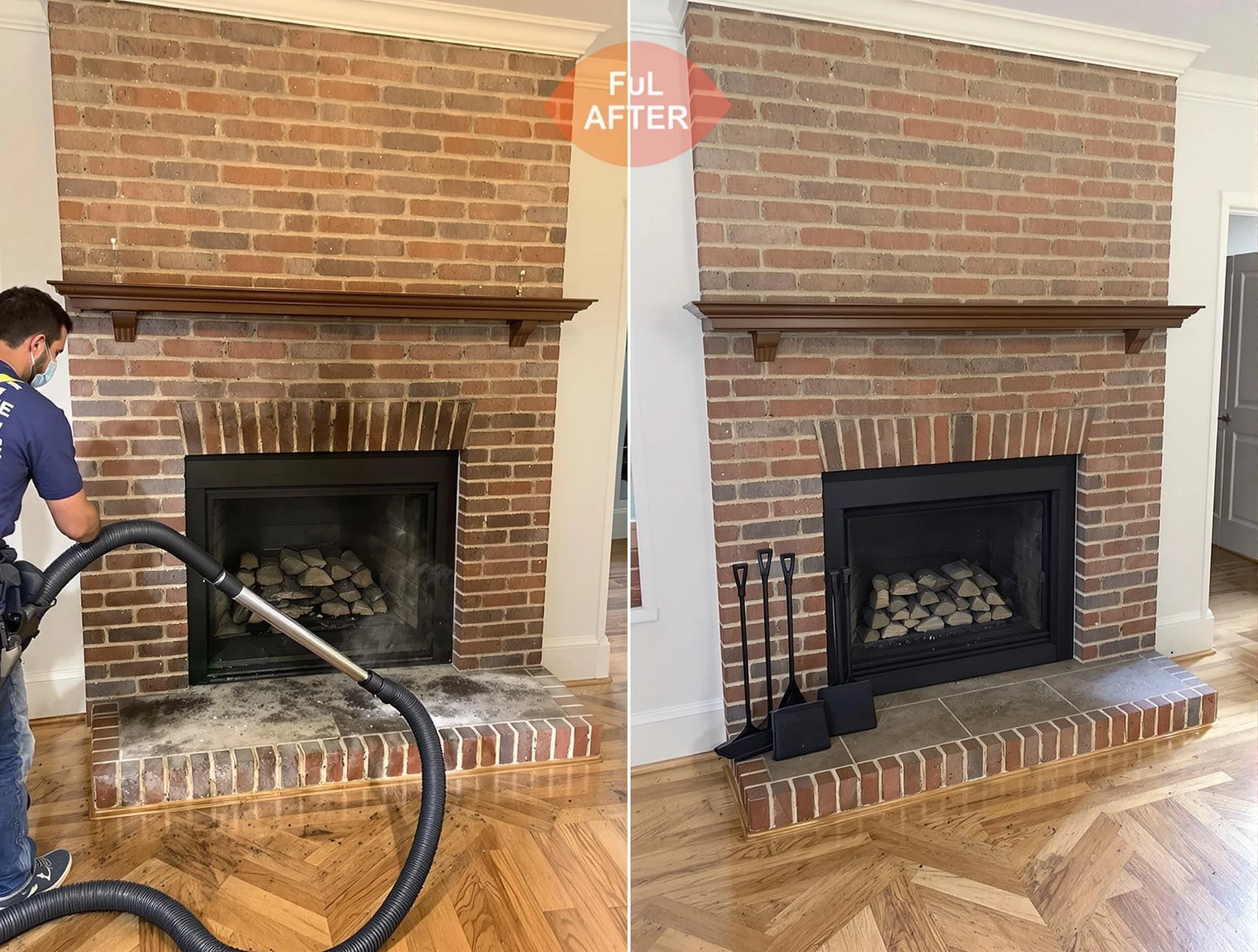 Atlanta Chimney Sweep carefully sanitizing a fireplace in Atlanta, GA