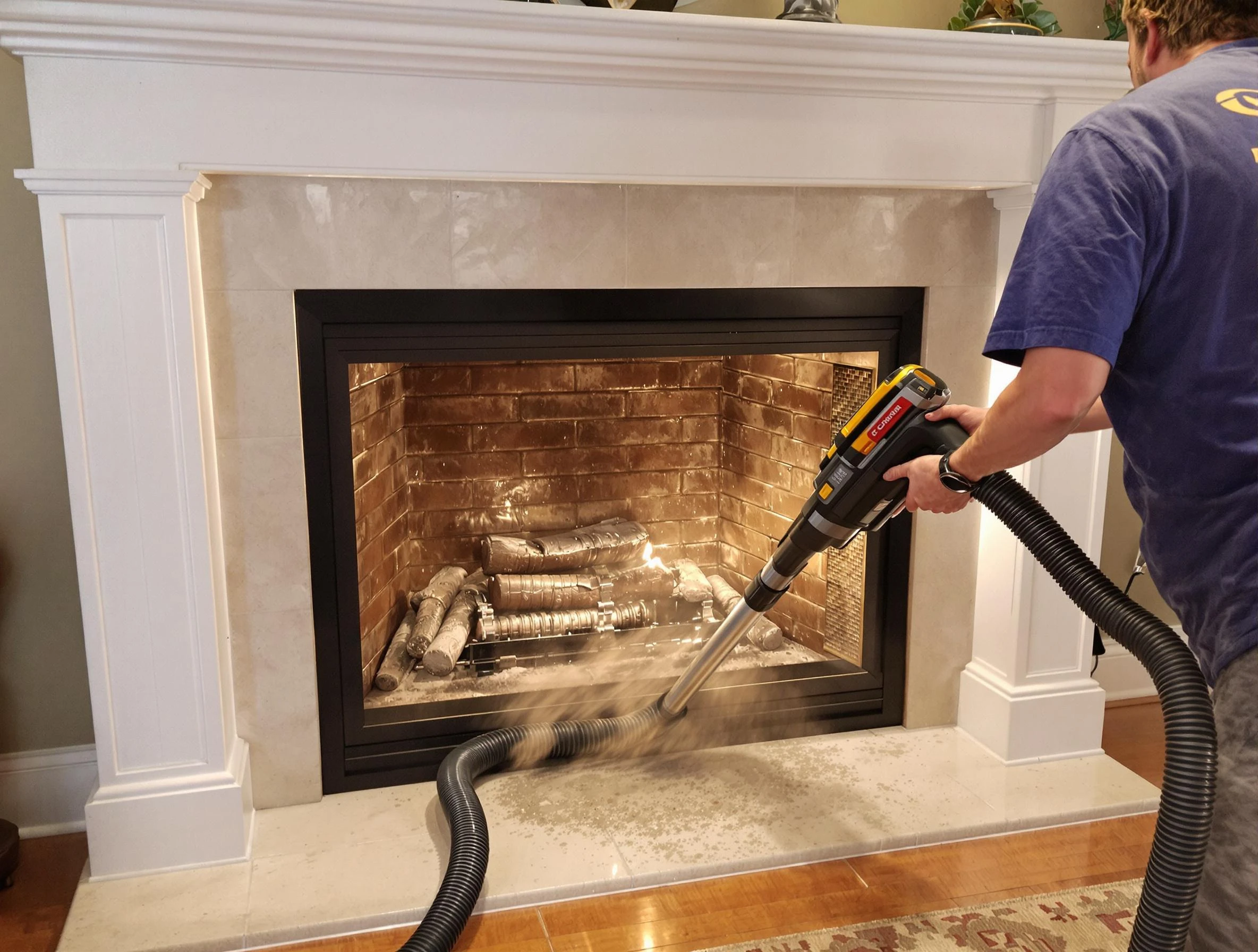 Fireplace cleaning performed by Atlanta Chimney Sweep in Atlanta, GA