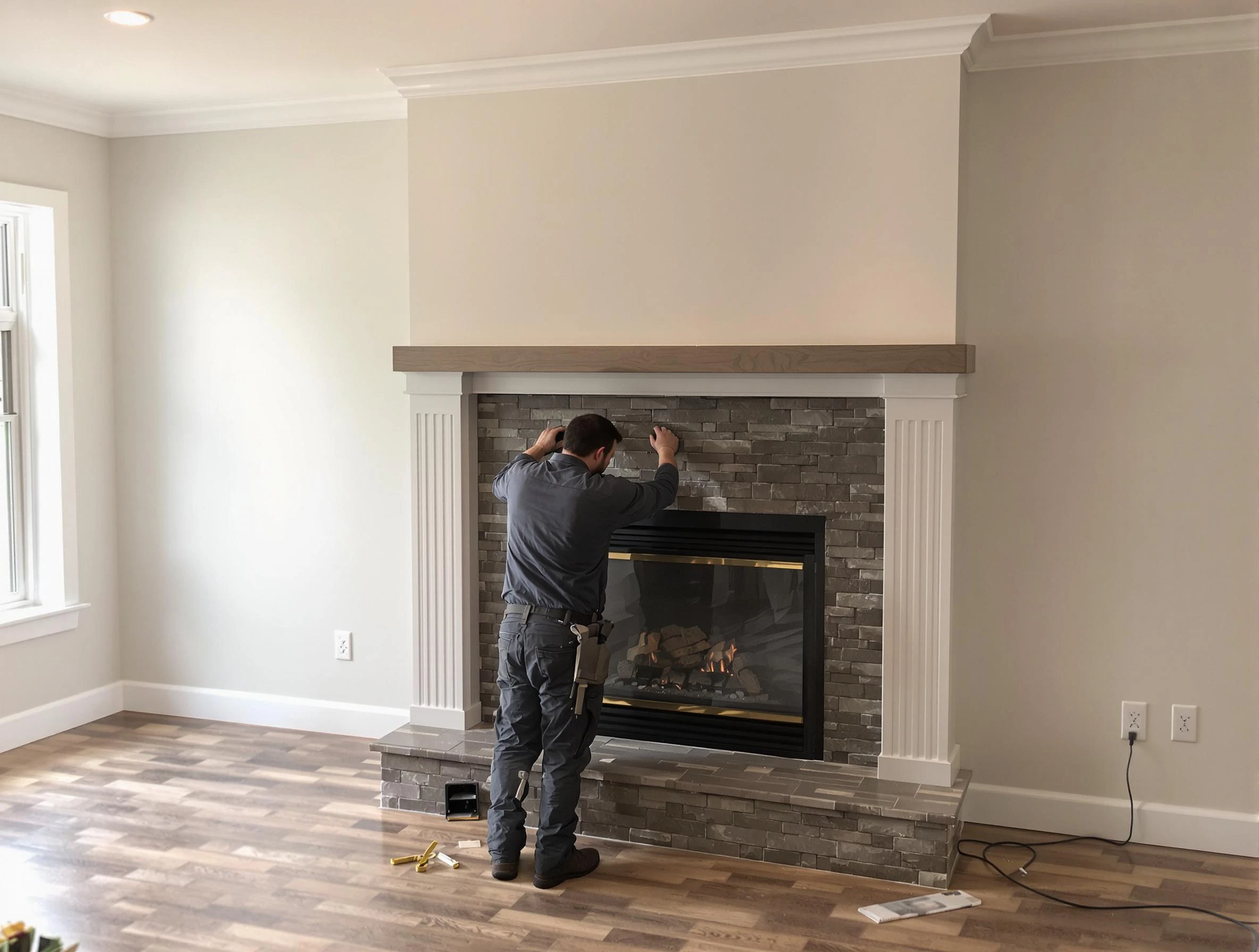 Atlanta Chimney Sweep finishing a custom fireplace install in Atlanta, GA