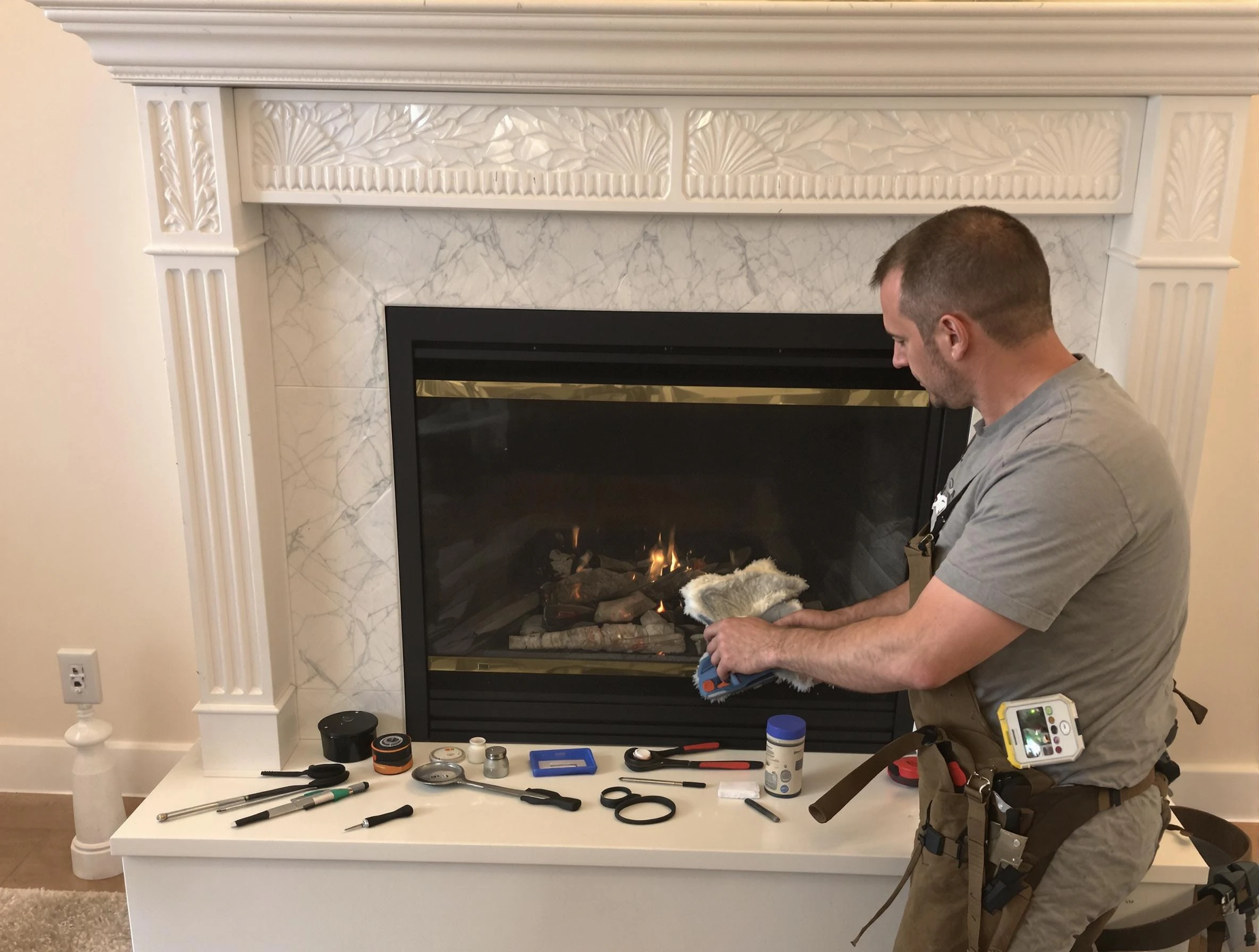 Atlanta Chimney Sweep performing fireplace maintenance in Atlanta, GA