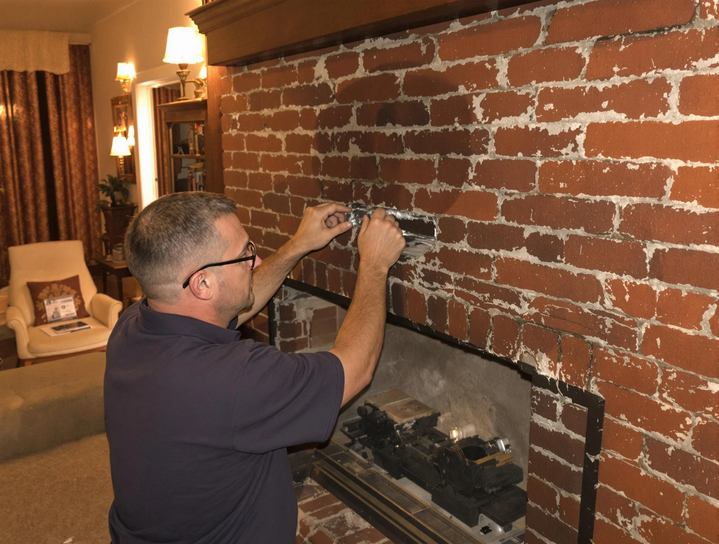 Atlanta Chimney Sweep expert fixing a fireplace in Atlanta, GA